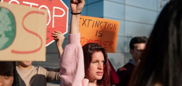 a community protesting together outdoors